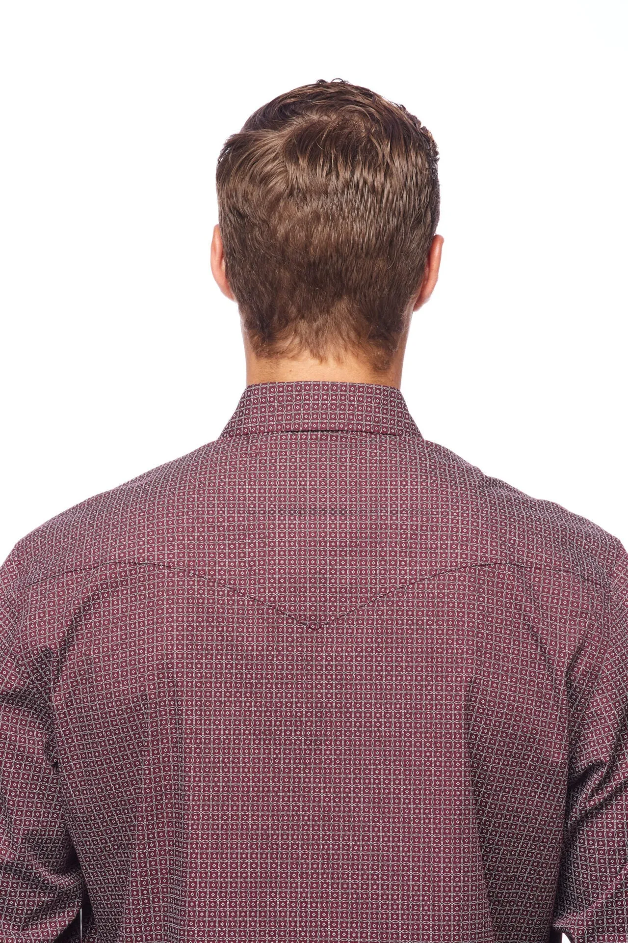 Men's Rodeo Burgundy & White Western Shirt