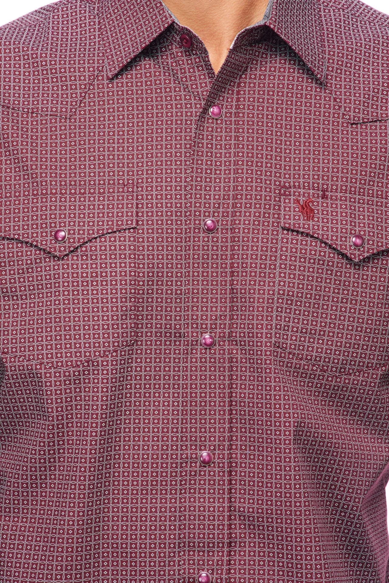 Men's Rodeo Burgundy & White Western Shirt