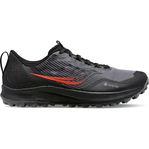 Men's Saucony PEREGRINE 12 GTX CHARCOAL | BLACK waterproof trail shoes