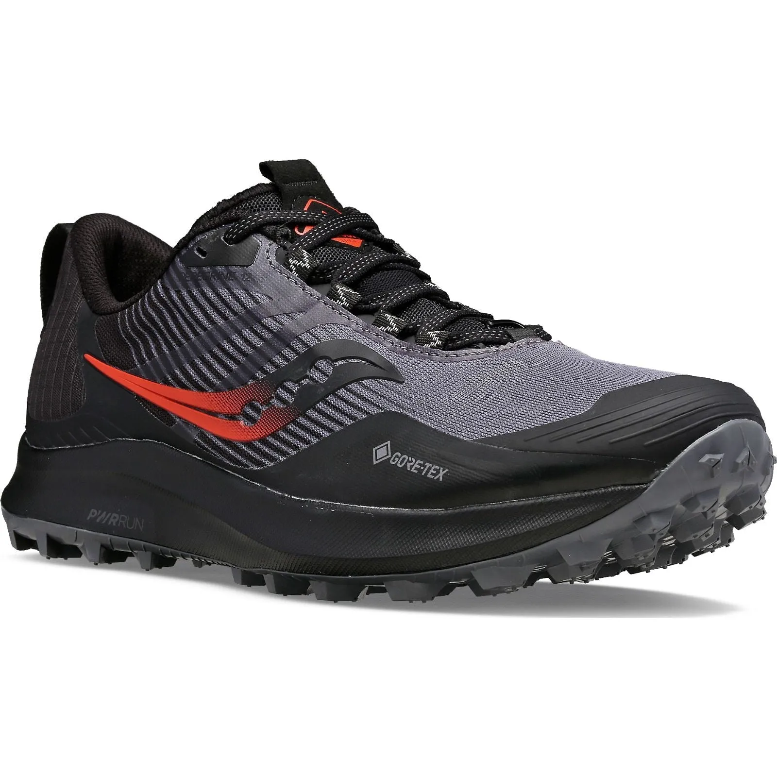 Men's Saucony PEREGRINE 12 GTX CHARCOAL | BLACK Stability Control Frame