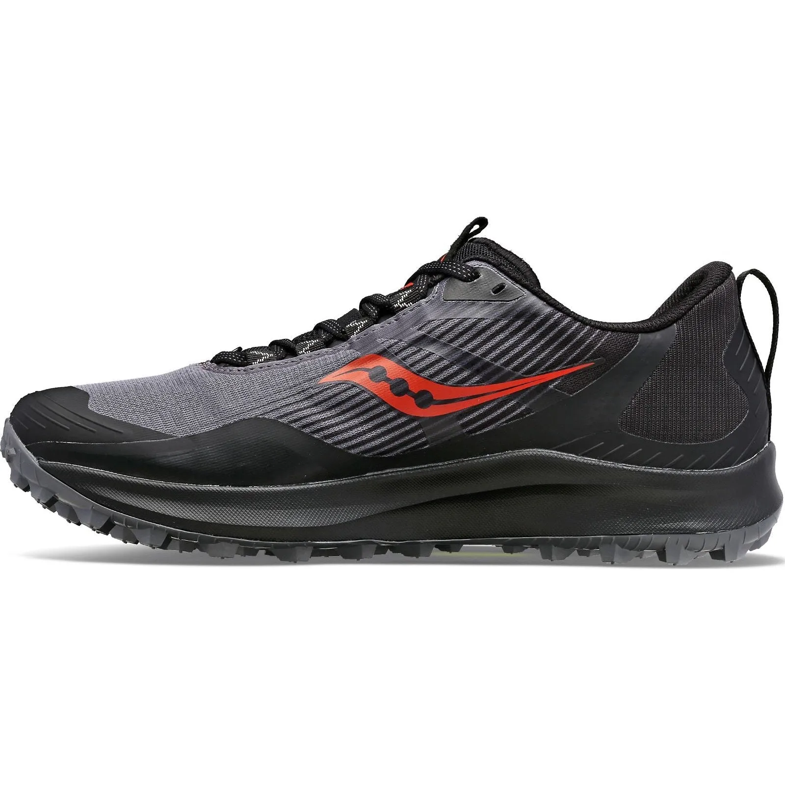 Contoured Footbed Geometry Arch contour Men's Saucony PEREGRINE 12 GTX CHARCOAL | BLACK