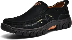 Men's Slip-on Leather Loafers, Arched Support, Casual Walking Shoes, Comfortable Round Toe, Lightweight Dress Shoes, Outdoor Work, Office Driving, Men