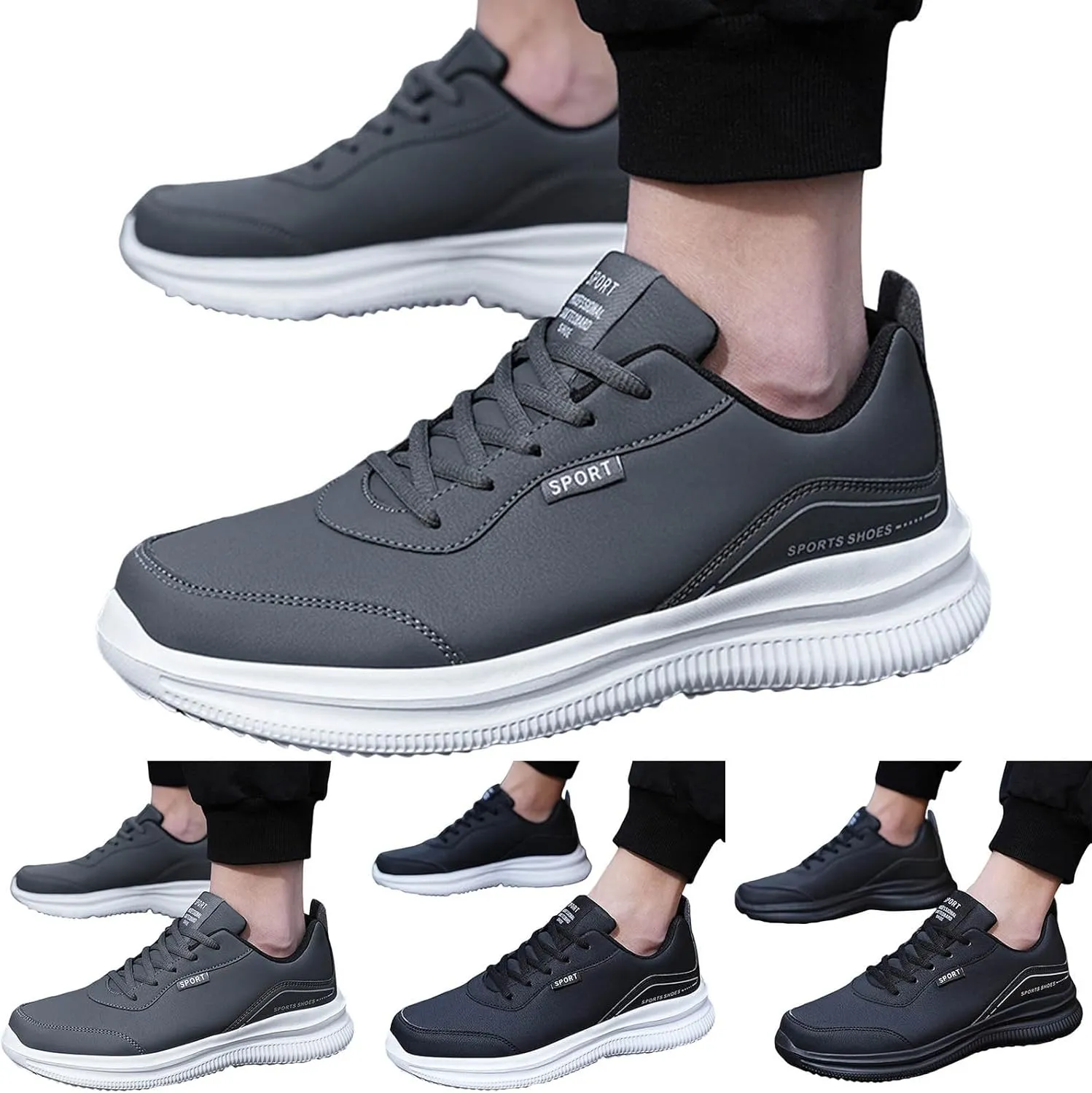 Men's Sneakers New Mens Shoes Comfortable Walking Shoes Tennis Comfortable Leather Sneakers for Men Casual Mesh Breathable Walking Slip on Running