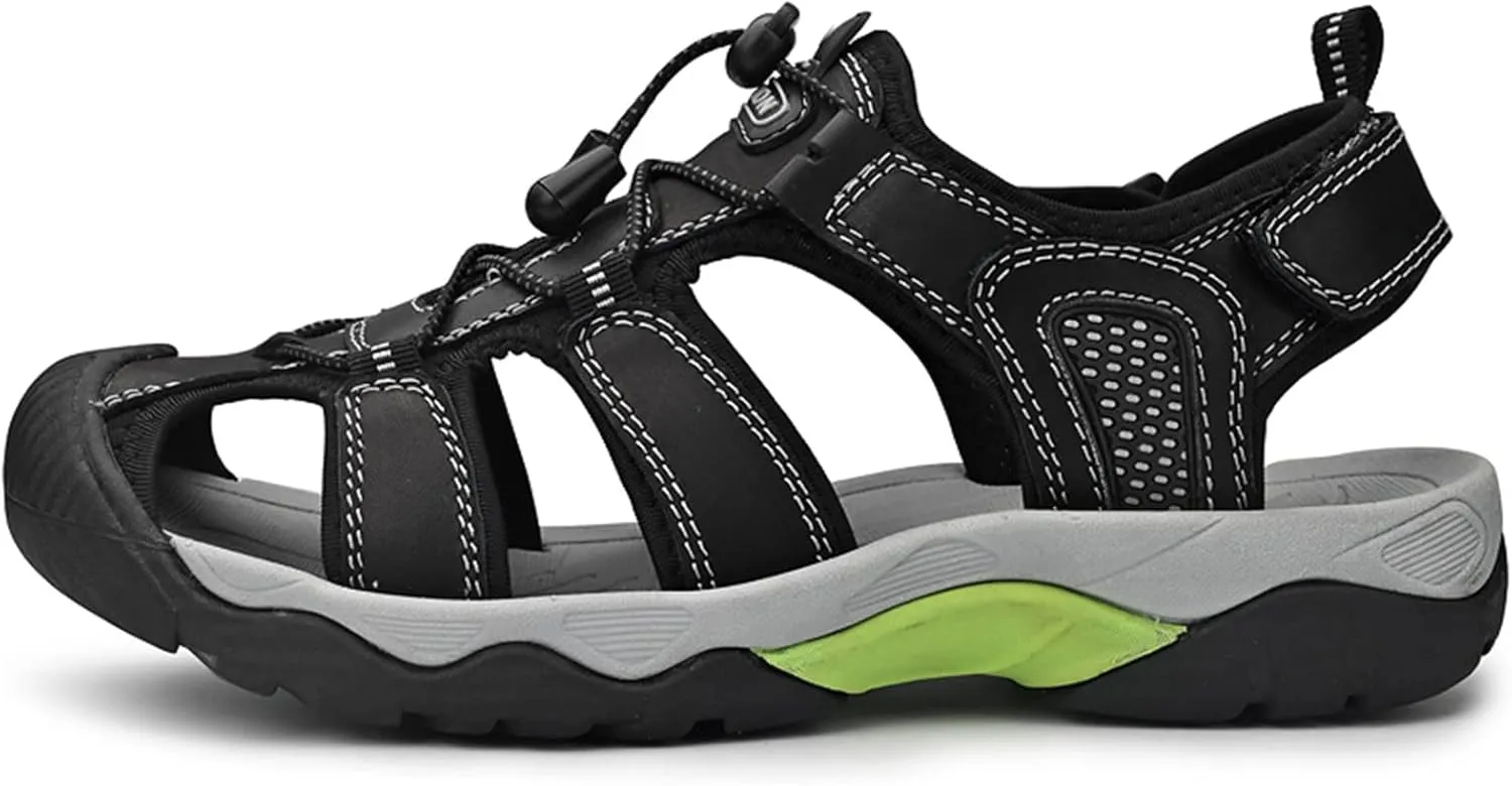 Men's sports sandals Outdoor hiking sandals Closed toe leather sports beach casual sandals Water shoes