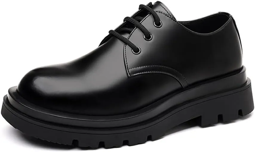Men's Vintage Chunky Leather Shoes Business Dress Shoes Casual Low top Trendy Leather Shoes Mens Shoes(8.5)