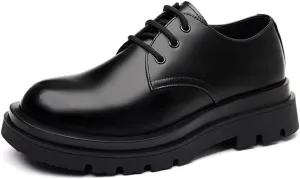 Men's Vintage Chunky Leather Shoes Business Dress Shoes Casual Low top Trendy Leather Shoes Mens Shoes(8.5)