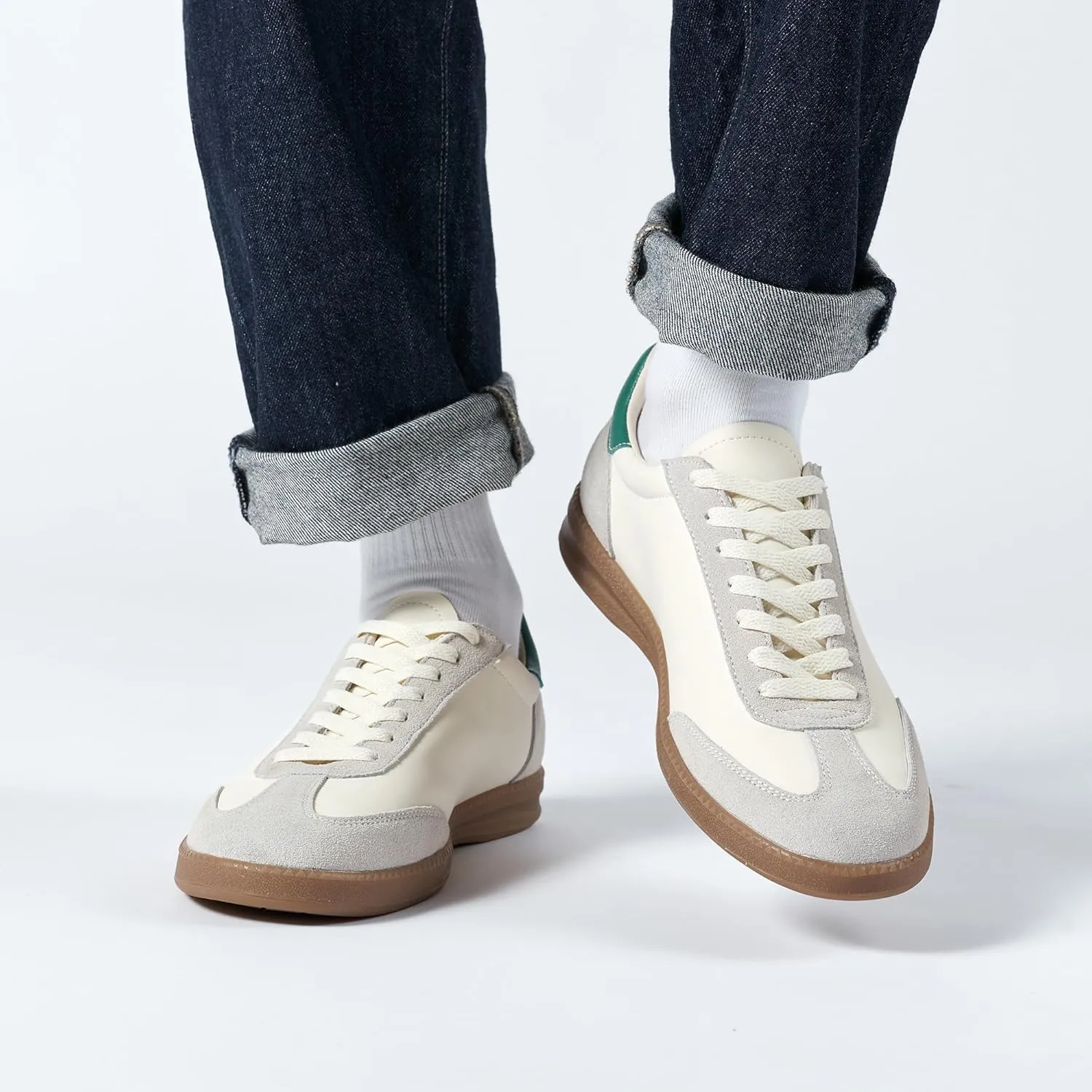 Men's Women's Fashion Sneakers Casual Leather Lace-up Sneakers Non-Slip Comfortable Casual Walking Shoes Breathable Non-Slip Running Tennis Outdoor Shoes