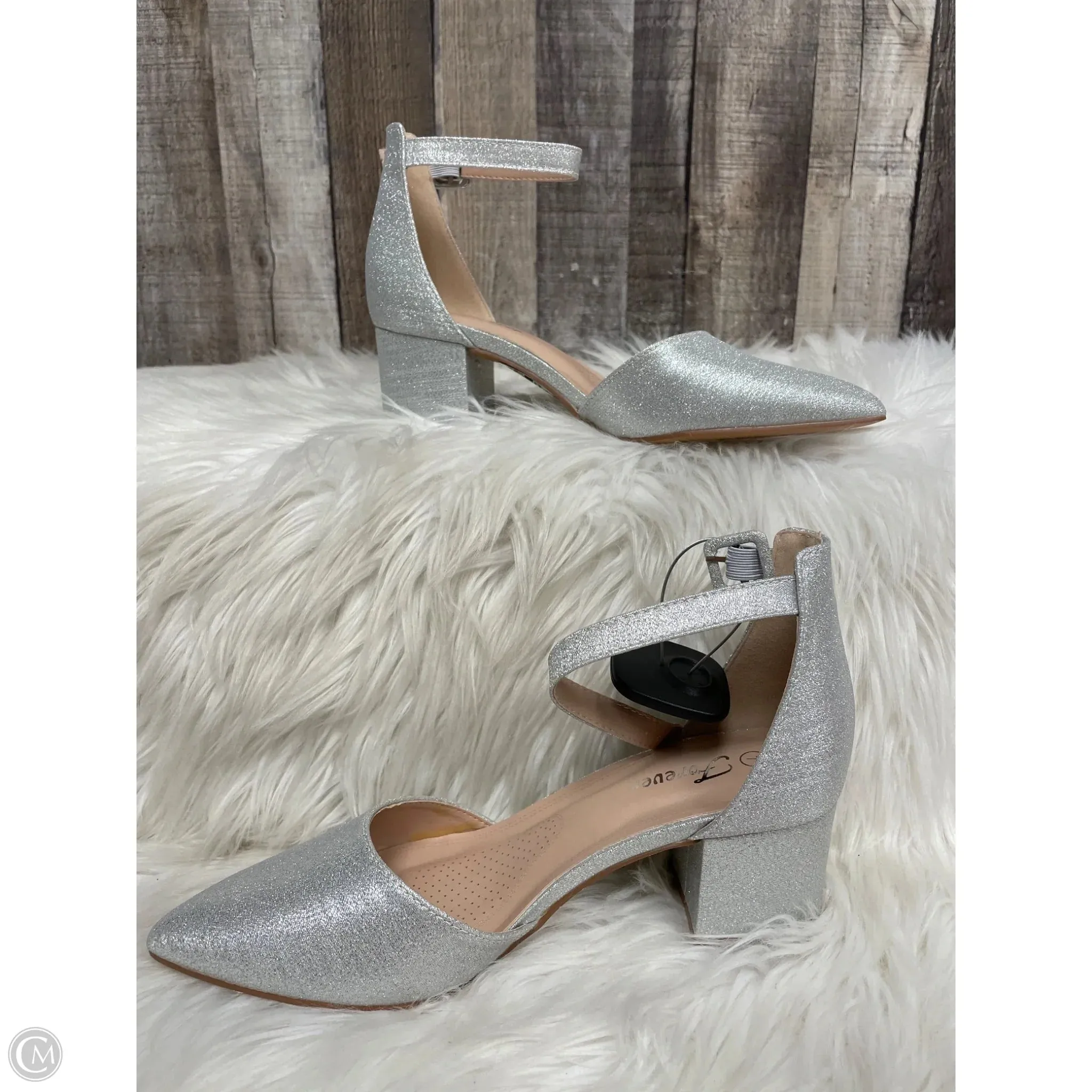 Chic Sandals for Day Suede Heels Shoes Heels Block By Forever In Silver, Size: 7