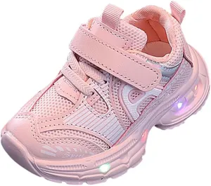 Mesh Glitter Open Toe Sneakers for Toddler Baby Boys Girls Infant Light Up Breathable First Walking Shoes Non Slip