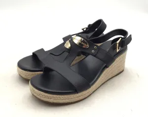 Michael Kors Women's Black Open Toe Wedge Heel Espadrille Sandals - Size 8M