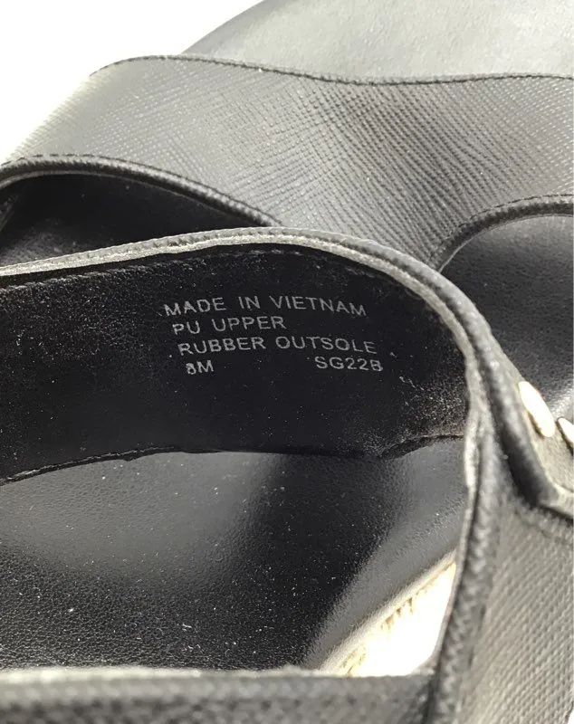 Michael Kors Women's Black Open Toe Wedge Heel Espadrille Sandals - Size 8M