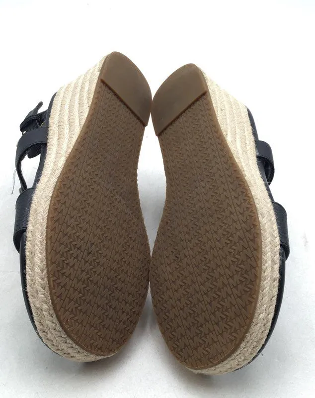 Michael Kors Women's Black Open Toe Wedge Heel Espadrille Sandals - Size 8M