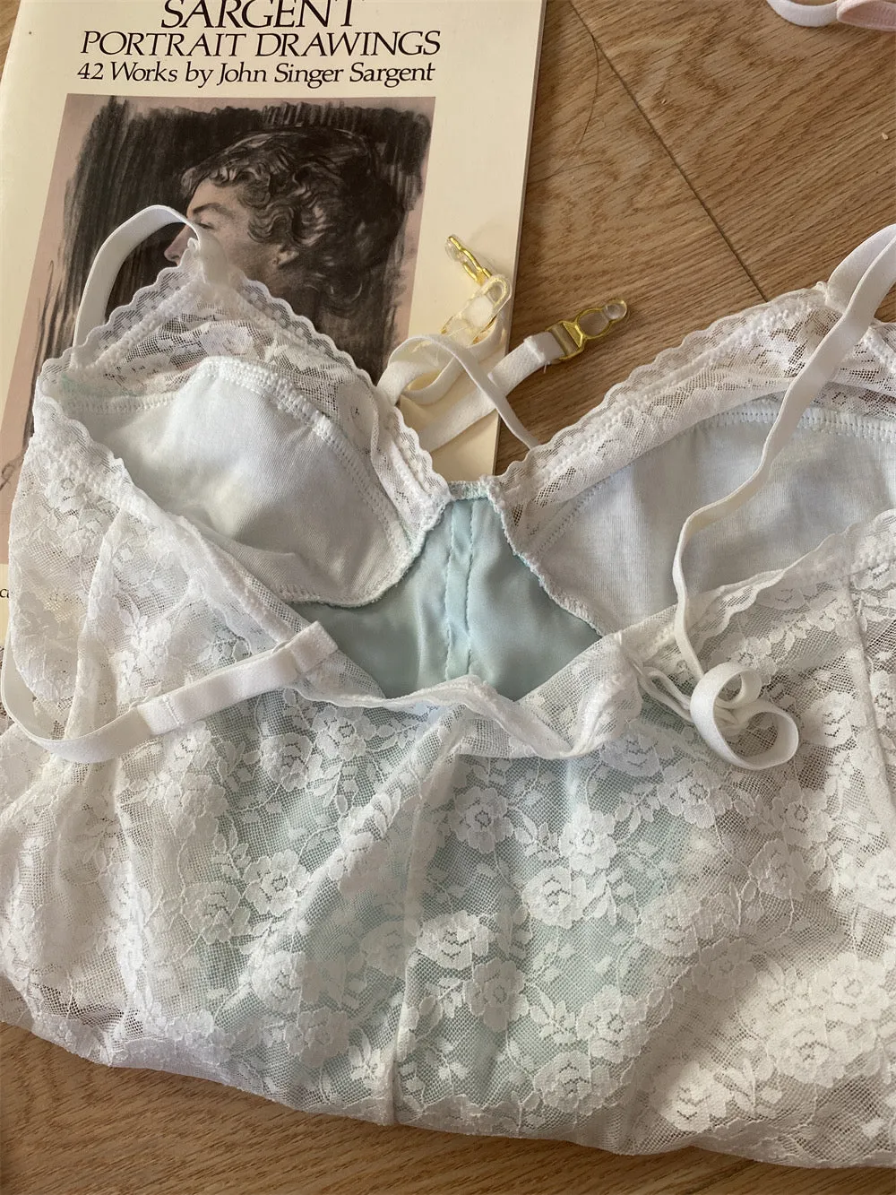 Mid summer nights dream lingerie  lace satin corset bustier with garter straps