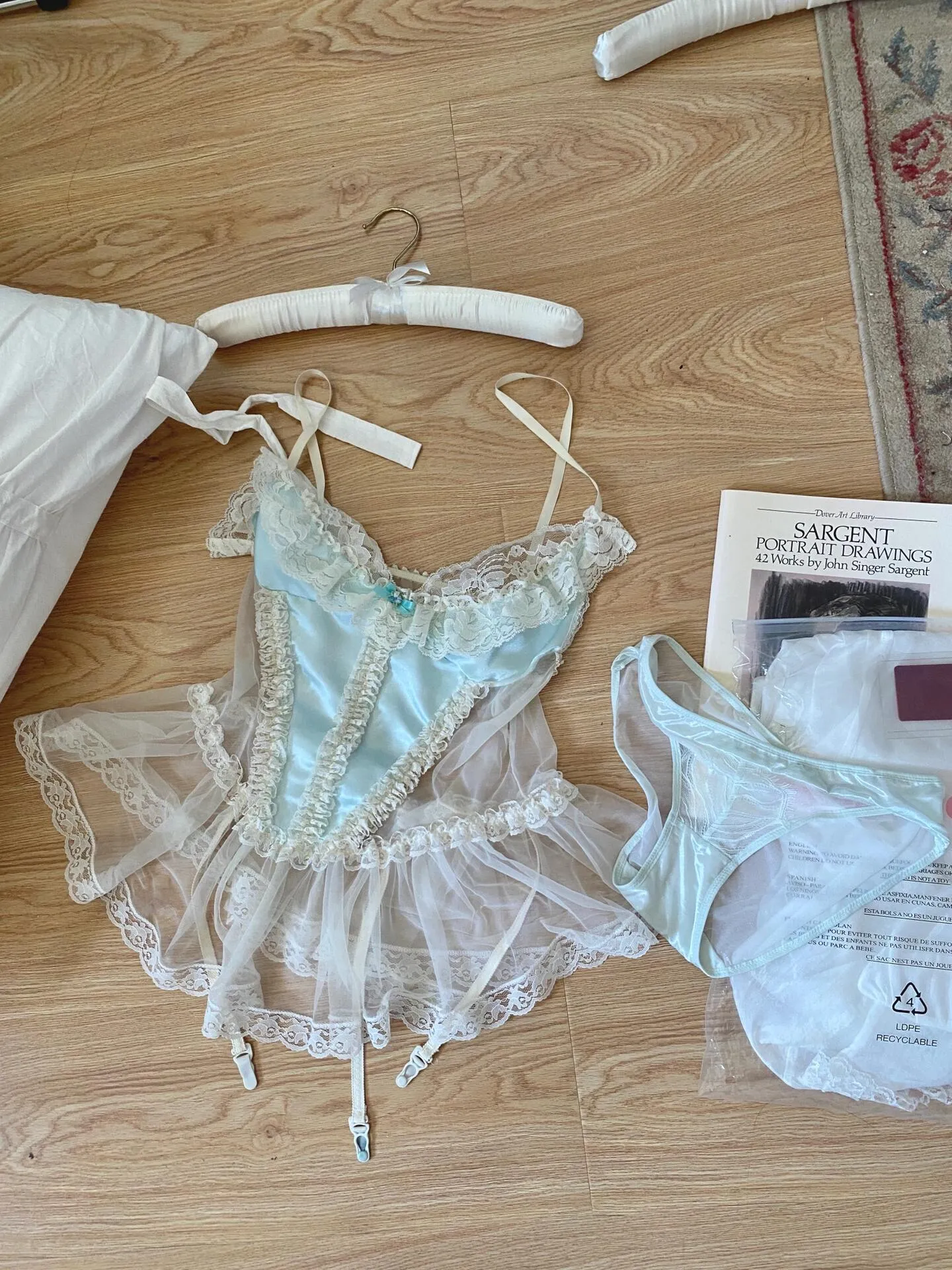 Mid summer nights dream lingerie  lace satin corset bustier with garter straps