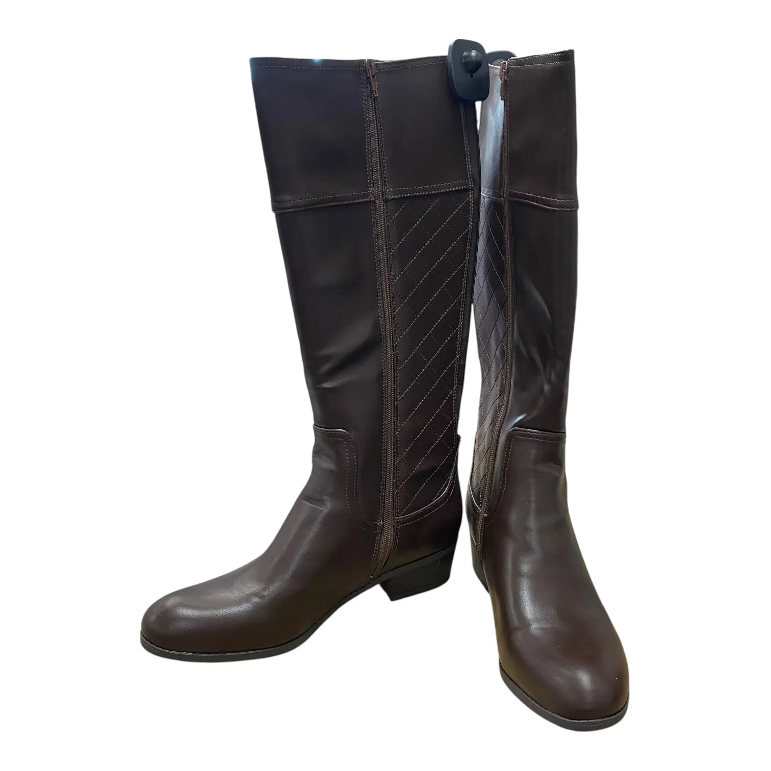 Boots Knee Flats By Liz Claiborne In Brown, Size:11 Classy Look Layered Walk