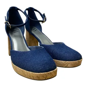 Elegant Stiletto Shoes PU midsole Shoes Heels Block By Worthington In Blue Denim, Size:9