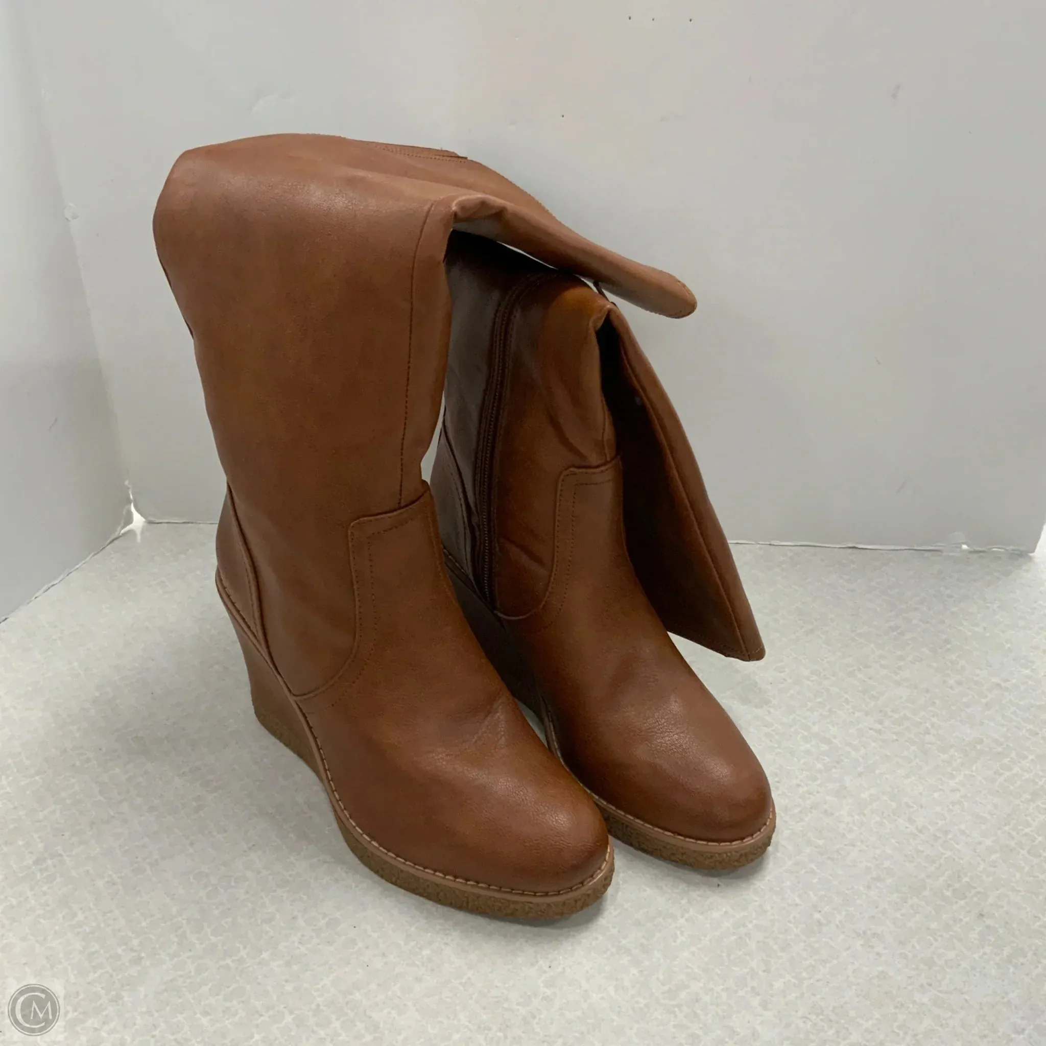 Boots Knee Heels By Zodiac In Brown, Size: 7.5 sexy look