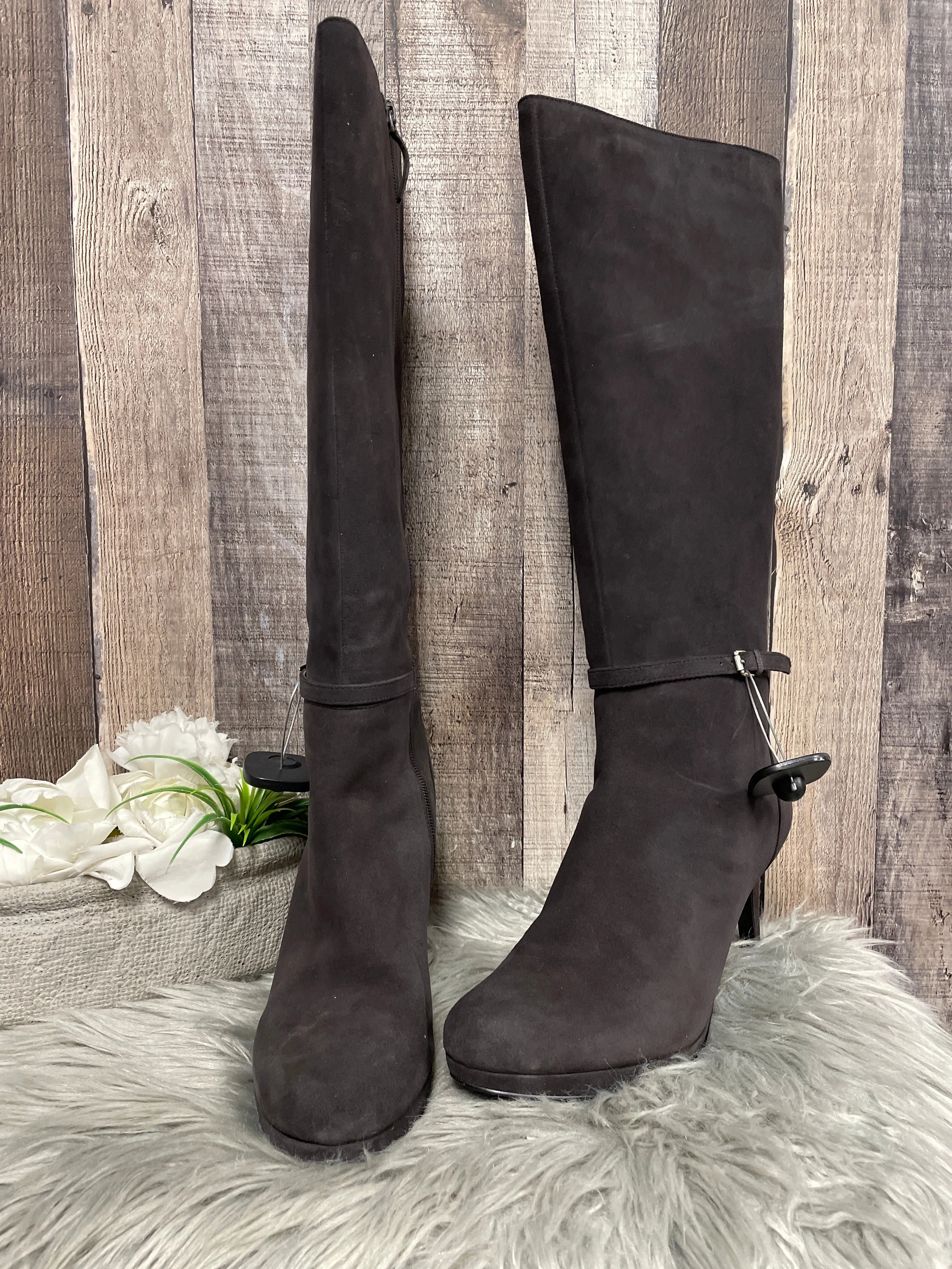High-Fashion Boots Boots Knee Heels By Nine West In Grey, Size: 11
