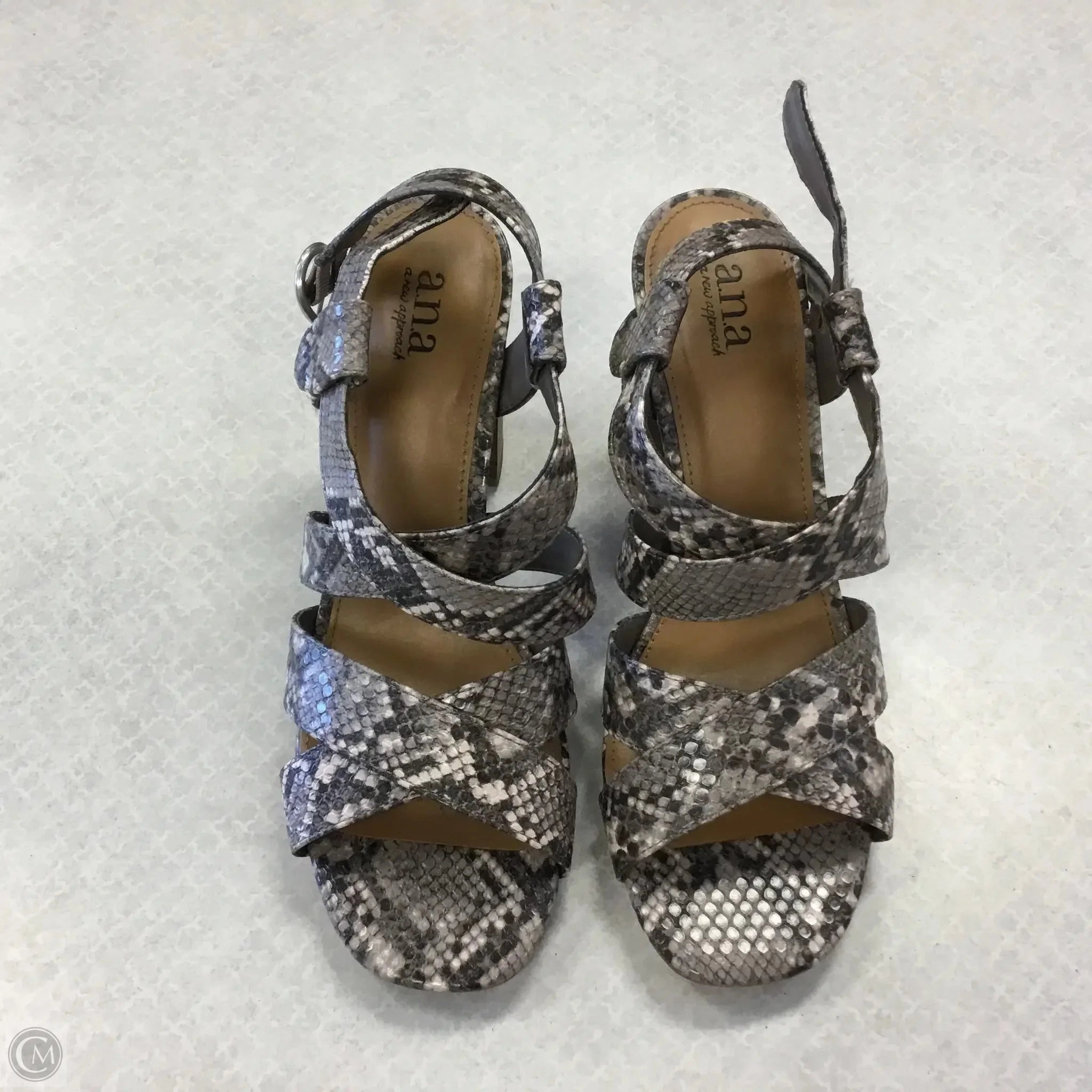 Comfortable Boots Casual Style Shoes Heels Block By Ana In Snakeskin Print, Size: 8