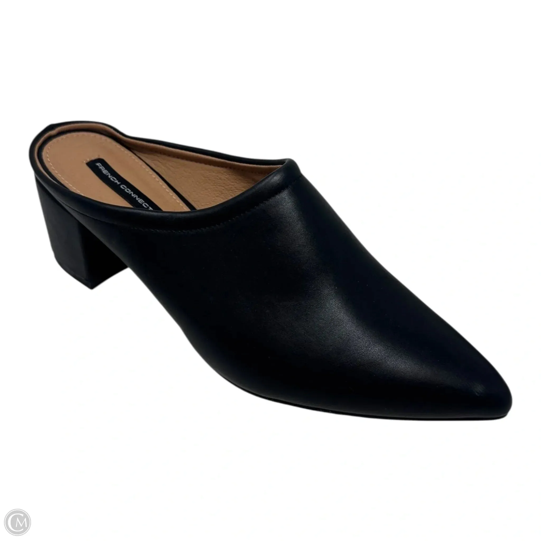 Enhanced Mobility Pointed Toe Mules Shoes Heels Block By French Connection In Black, Size: 8.5