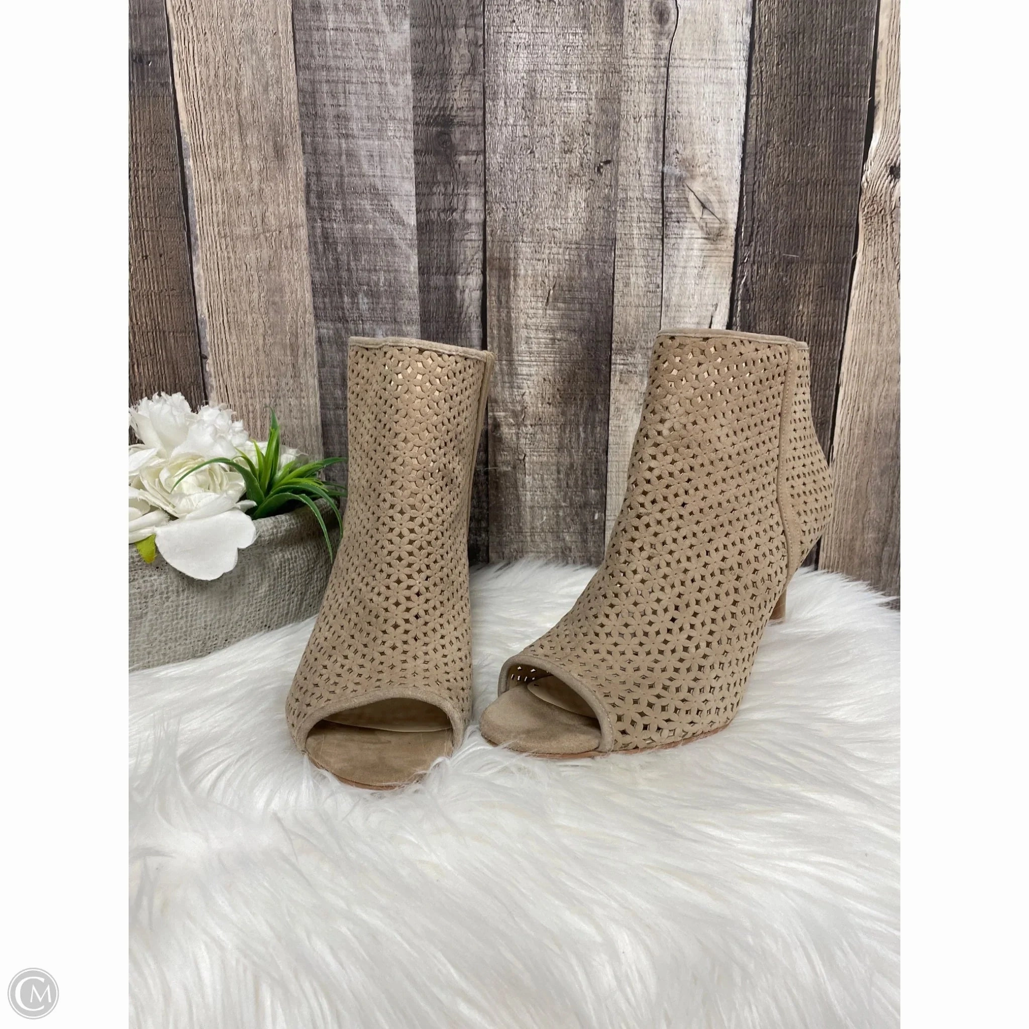 Extreme Durability High-Quality Leather Boots Ankle Heels By Nine West In Tan, Size: 11