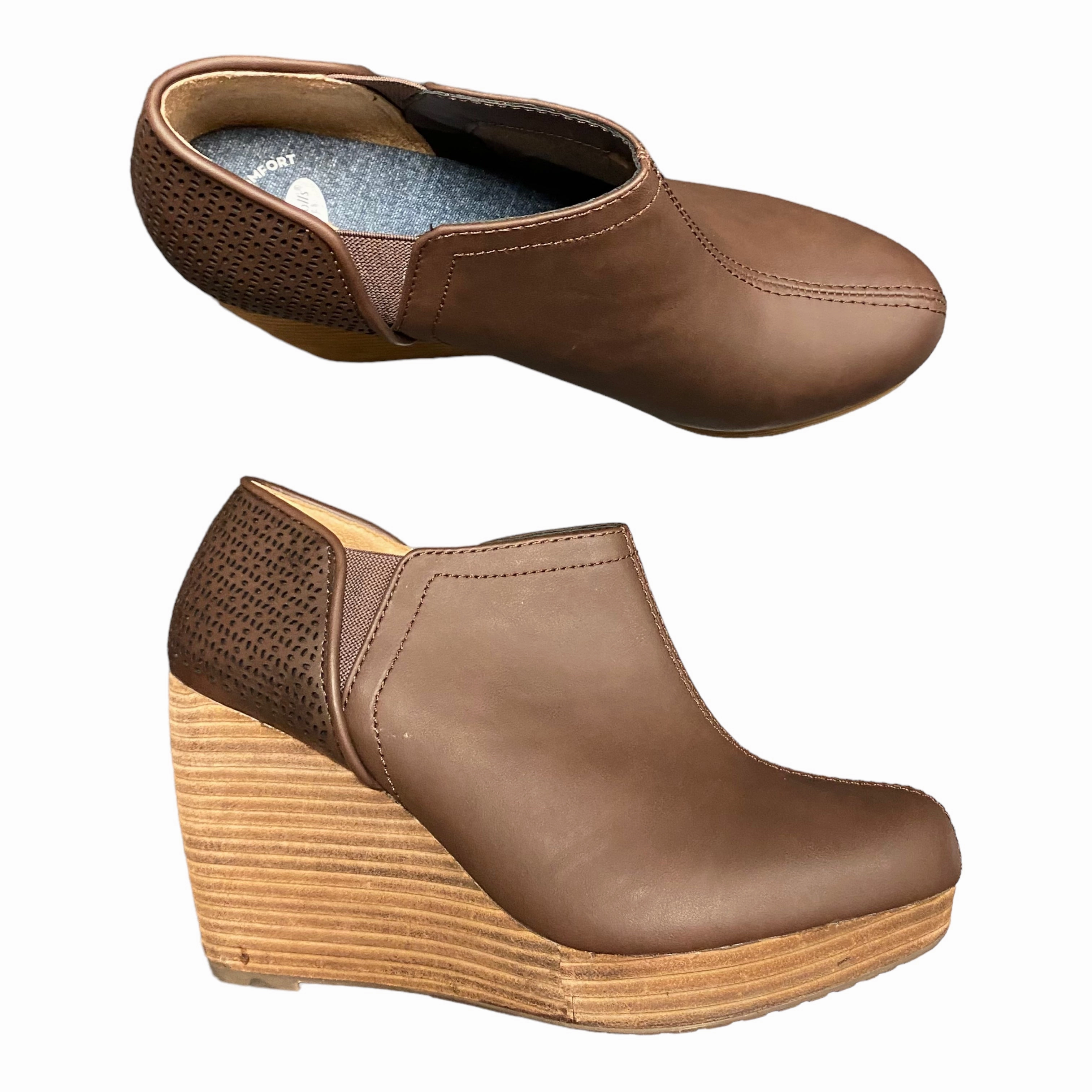 Anti Odor Weekend Camping Canvas Material Boots Ankle Heels By Dr Scholls In Brown, Size: 8
