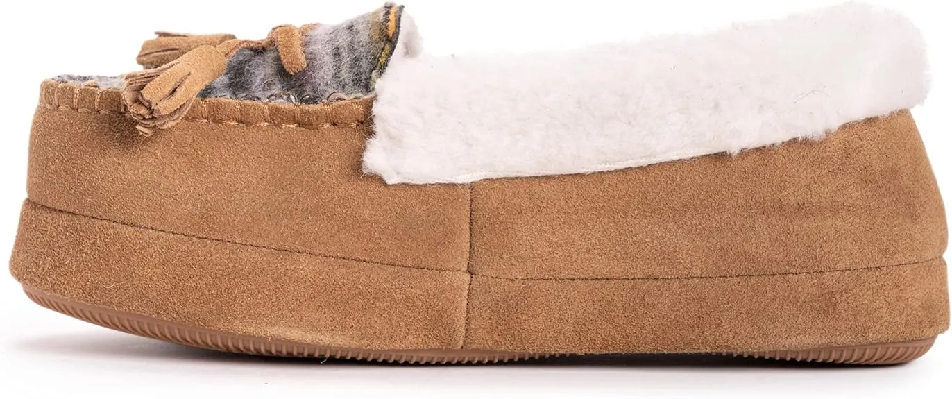 Muk Luks Women's Leather Goods Sia Moccasin Slipper - Camel