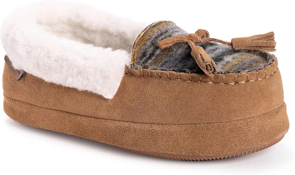Muk Luks Women's Leather Goods Sia Moccasin Slipper - Camel