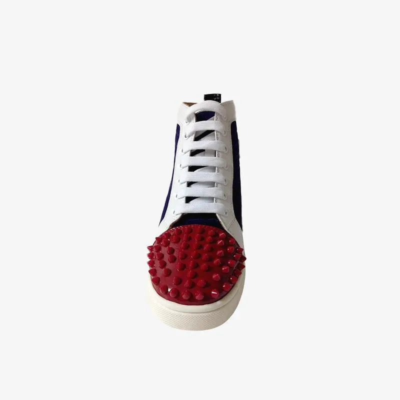 Multicolor Red Spikes Flat Mens Sneakers