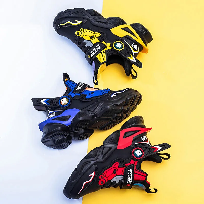 MWY Children&#39;s Sneakers Kids Shoes Mecha Cartoons Sports Shoes For Boys Girls Winter Leather Waterproof Casual Walking Shoes