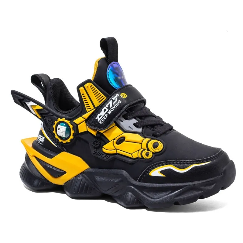 MWY Children&#39;s Sneakers Kids Shoes Mecha Cartoons Sports Shoes For Boys Girls Winter Leather Waterproof Casual Walking Shoes