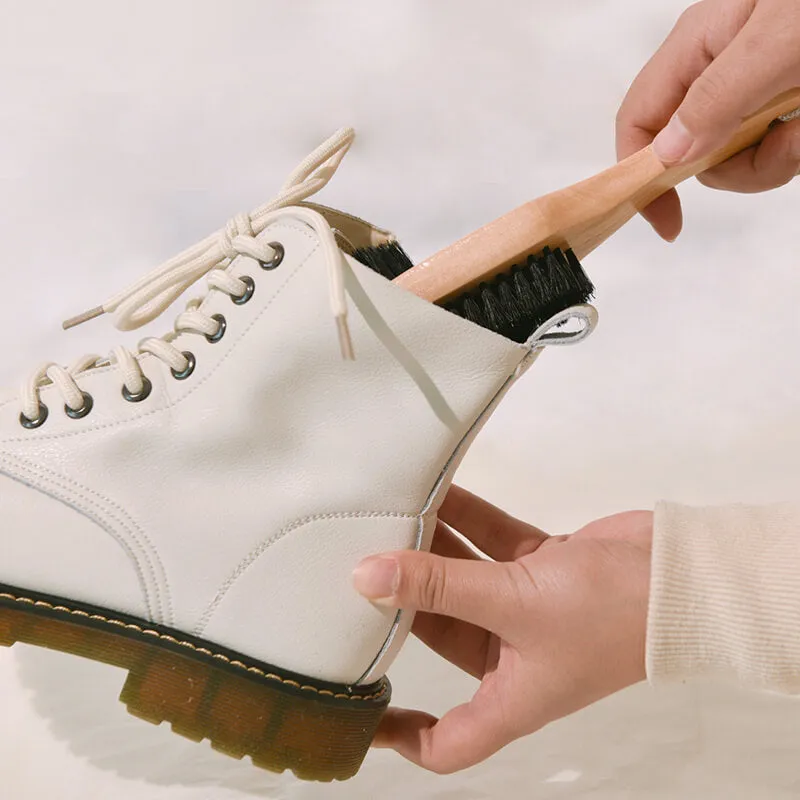 Natural Bristles Shoes Cleaning Brush With Lotus Wood Handle