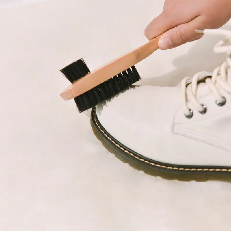 Natural Bristles Shoes Cleaning Brush With Lotus Wood Handle