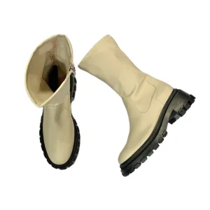 Boots Mid-calf Heels By Schutz In Cream, Size: 8.5 Weekend Fashion
