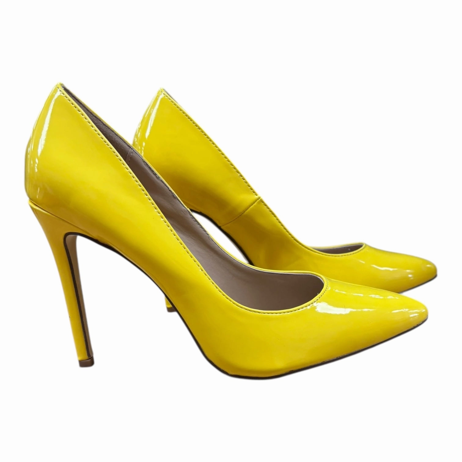 Timeless Footwear Cushioned Insole Shoes Heels Stiletto By First Love In Yellow, Size:8