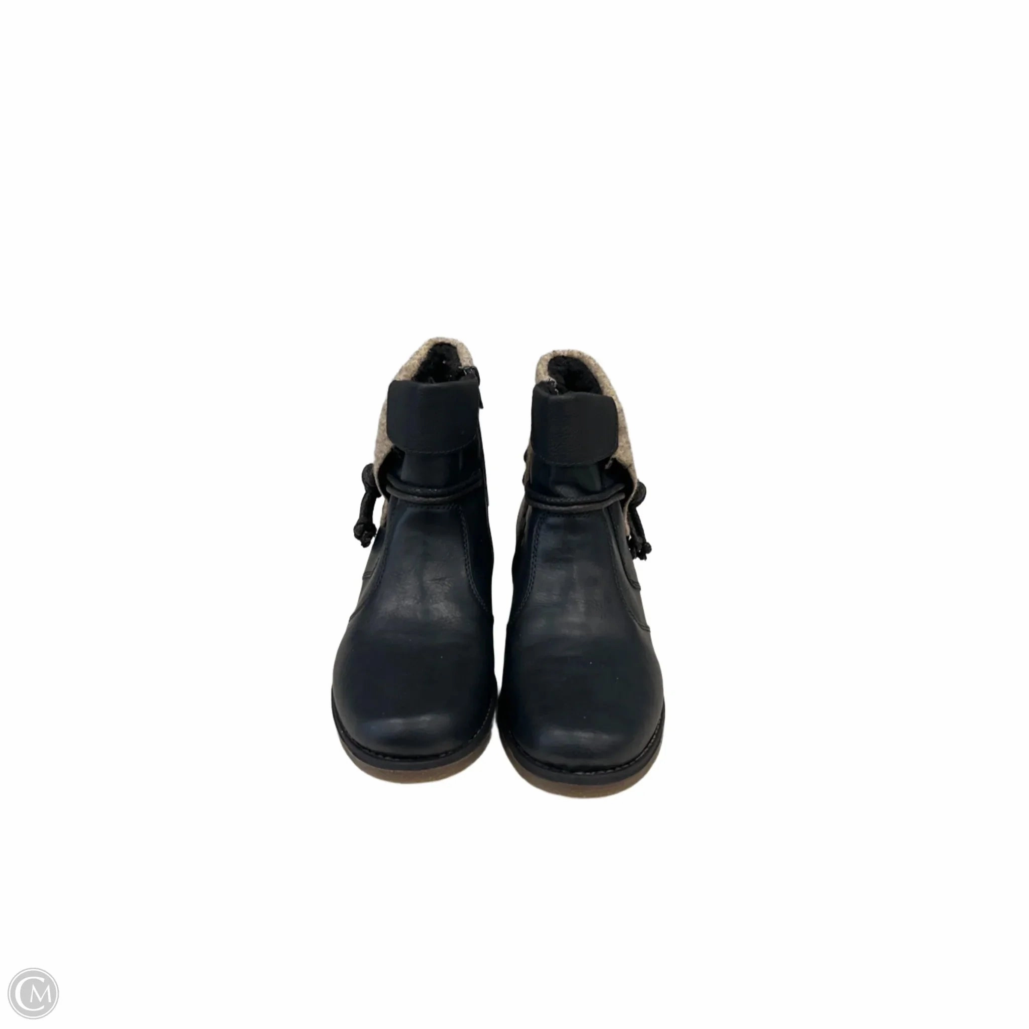 Boots Ankle Heels By Riekers In Black & Brown, Size: 9.5 Protective Finish Rough Terrain Padded Interior Hiking Trails