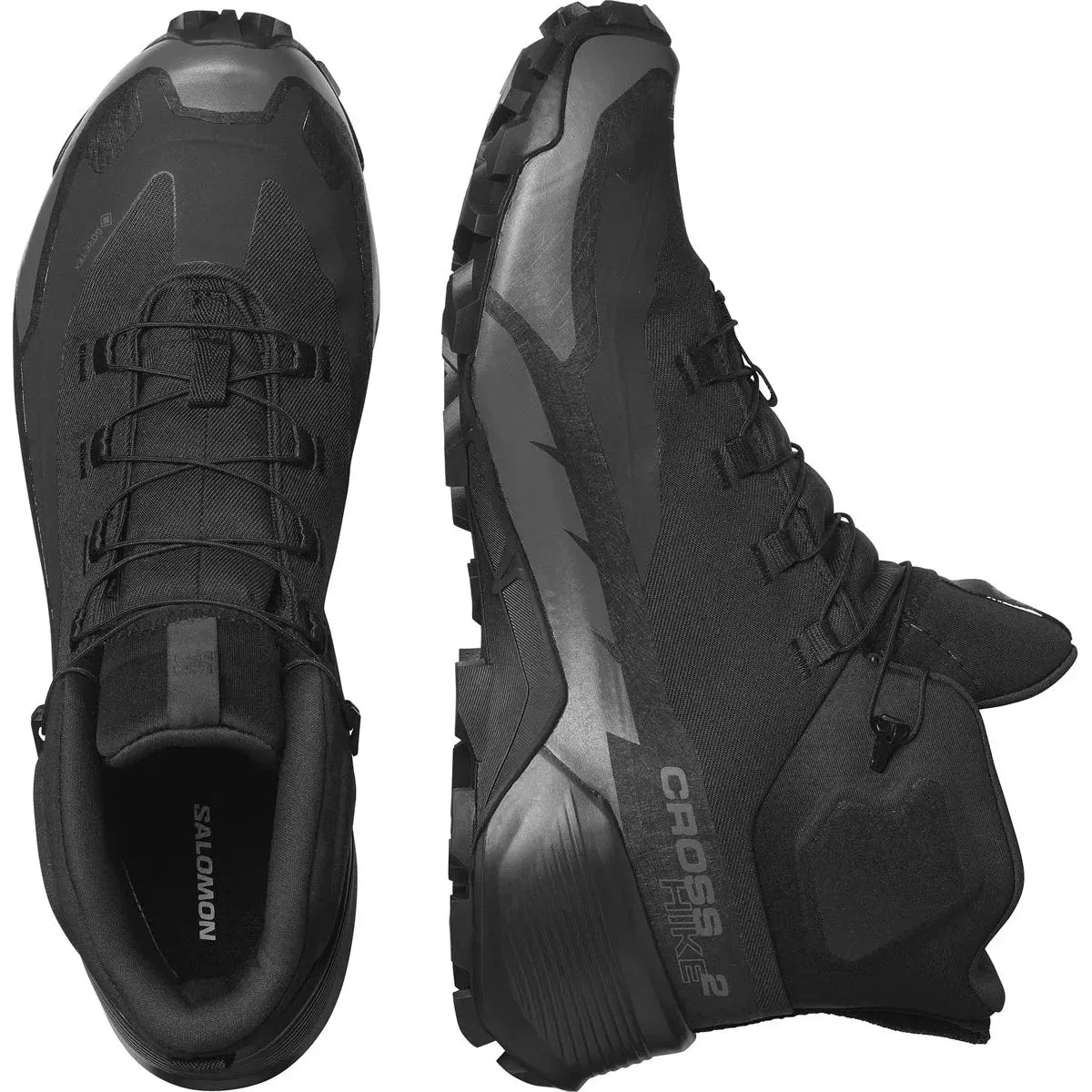 Smooth Heel Transition Men's Salomon Cross Hike 2 Mid Gore-Tex Hiking Boots Black/black