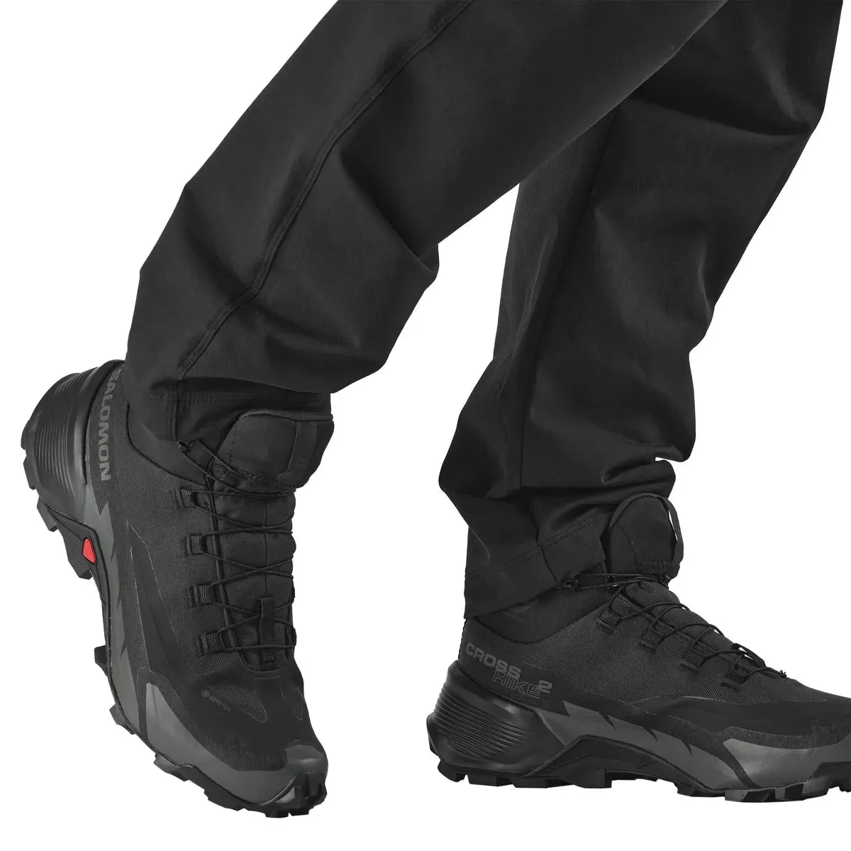 Men's Salomon Cross Hike 2 Mid Gore-Tex Hiking Boots Black/black challenging terrain shoes Heat Dissipation System