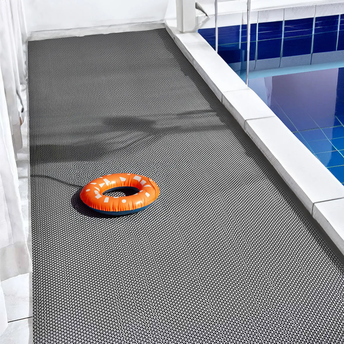 Non Slip PVC Drainage Mat Dual Colour Grey/Brown 1.2m Wide