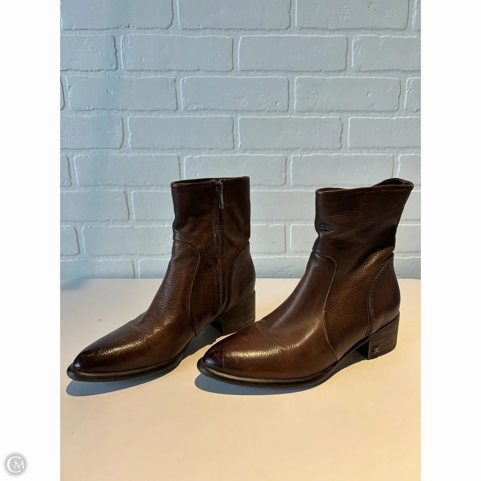 Insulated Night Travel synthetic material Boots Ankle Flats By Sam Edelman In Brown, Size: 7.5