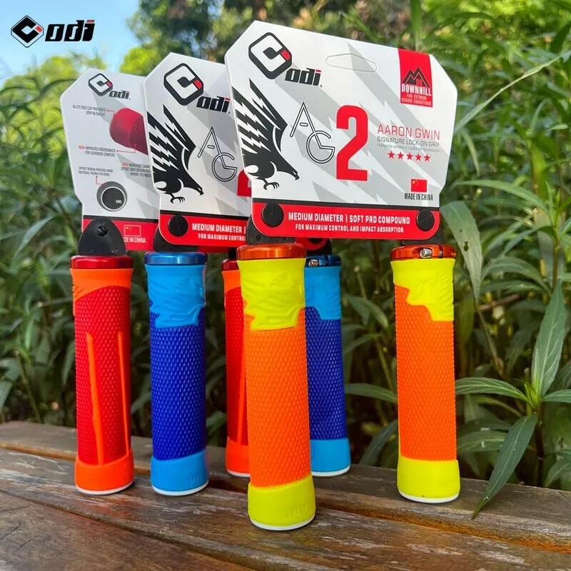 ODI MTB Bike Silicone Grips Comfortable Lockable Handle Grip CNC aluminum lock ring Anti-Slip two-tone Handlebar Grip Bike Parts