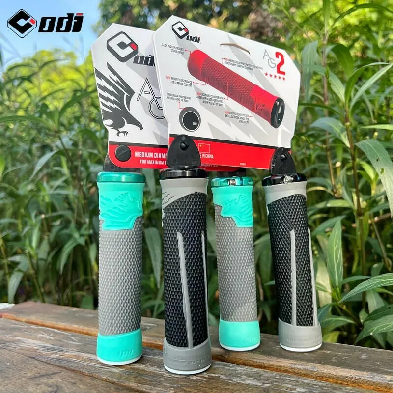 ODI MTB Bike Silicone Grips Comfortable Lockable Handle Grip CNC aluminum lock ring Anti-Slip two-tone Handlebar Grip Bike Parts