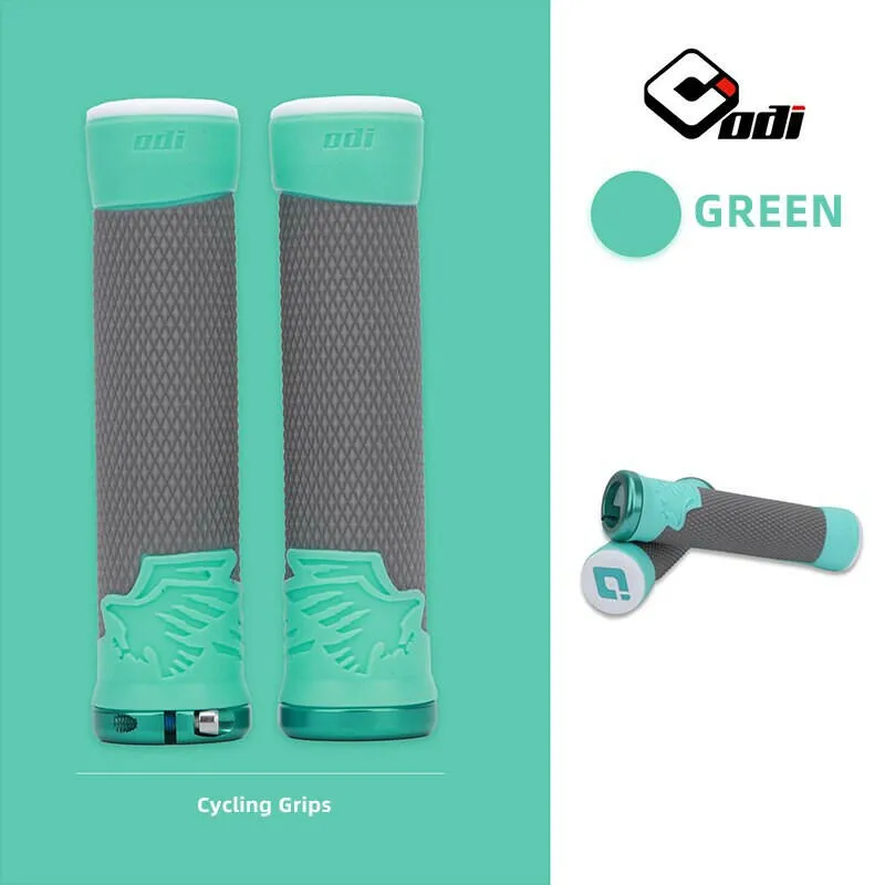 ODI MTB Bike Silicone Grips Comfortable Lockable Handle Grip CNC aluminum lock ring Anti-Slip two-tone Handlebar Grip Bike Parts