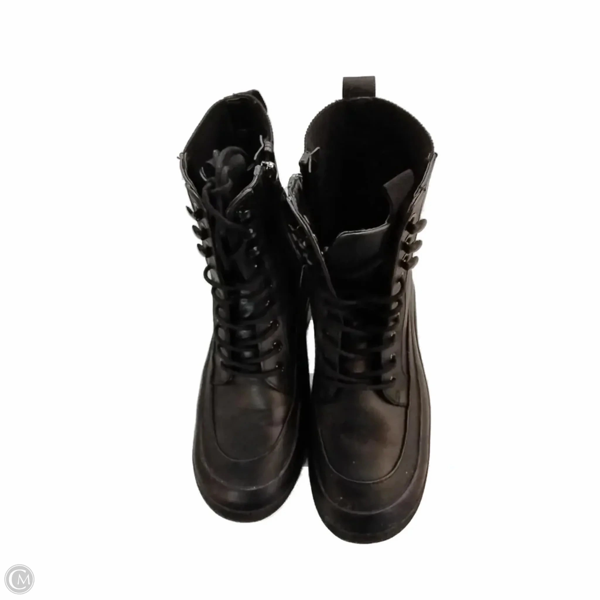 Boots Ankle Heels By Clothes Mentor In Black, Size: 7 Slim Profile Canvas Upper