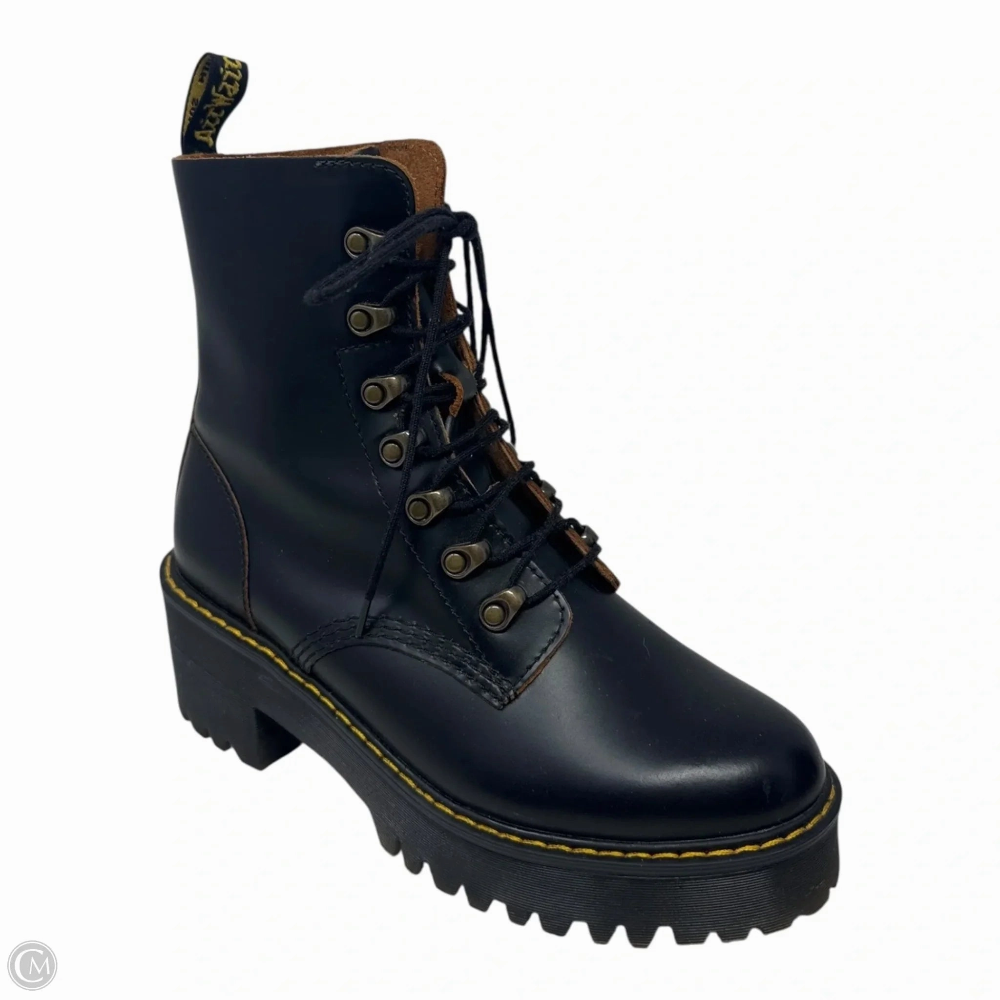Strong Laces Leona Boots Ankle Heels By Dr Martens In Black, Size: 9
