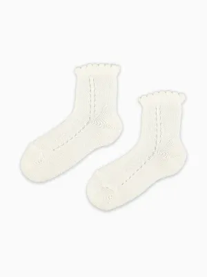 Off White Openwork Short Girl Socks