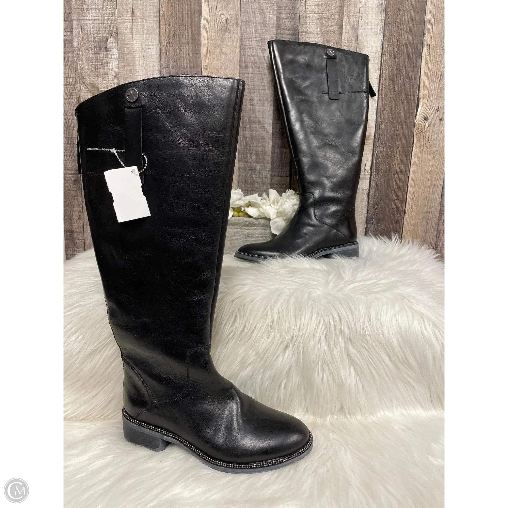 All-Weather Style Fine Craftsmanship Boots Knee Flats By Franco Sarto In Black, Size: 5.5