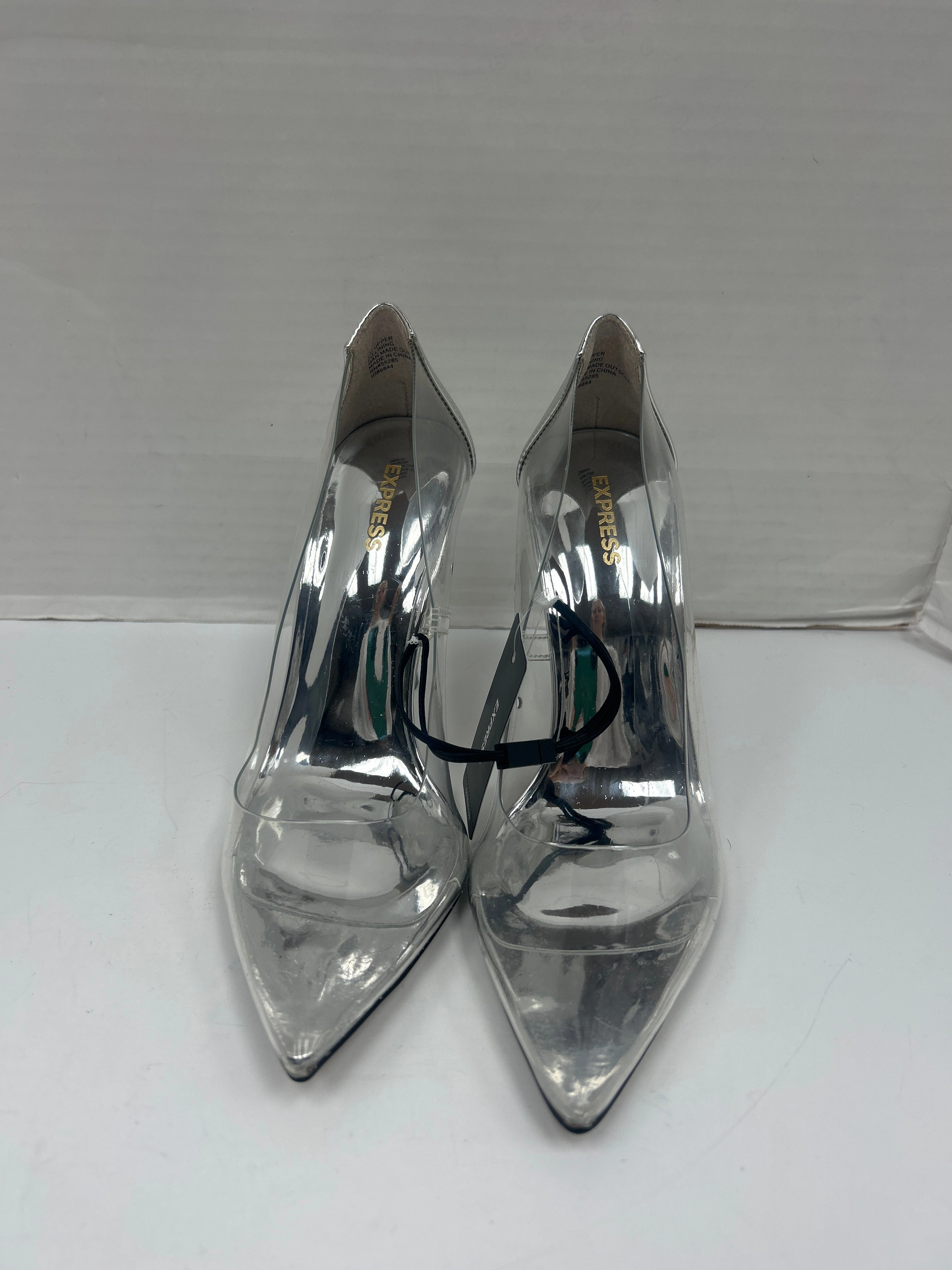 Glam Touch Metallic Evening Shoes Shoes Heels Stiletto By Express In Silver, Size: 7