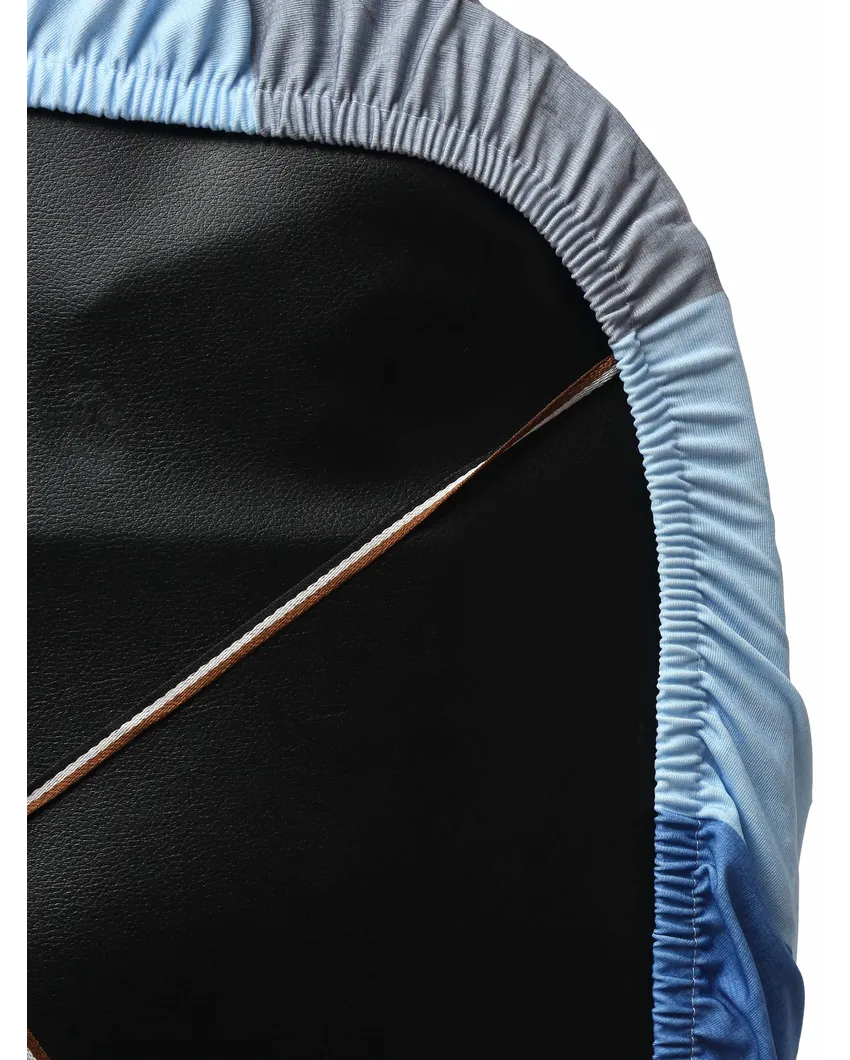 ONLY CHAIR COVER | Navy Blue Polyester Stretchable Elastic Geometric Printed Office Chair Covers | 18 x 18 inches