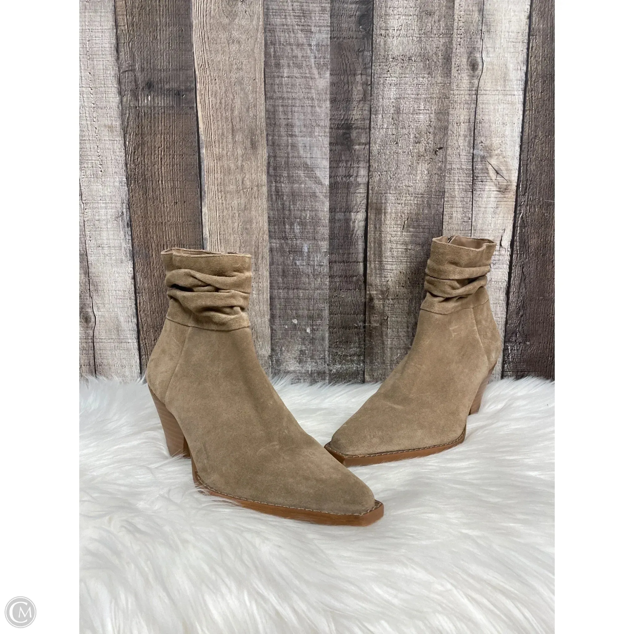 Classic Boot Look Boots Mid-calf Heels By Vince Camuto In Brown, Size: 7